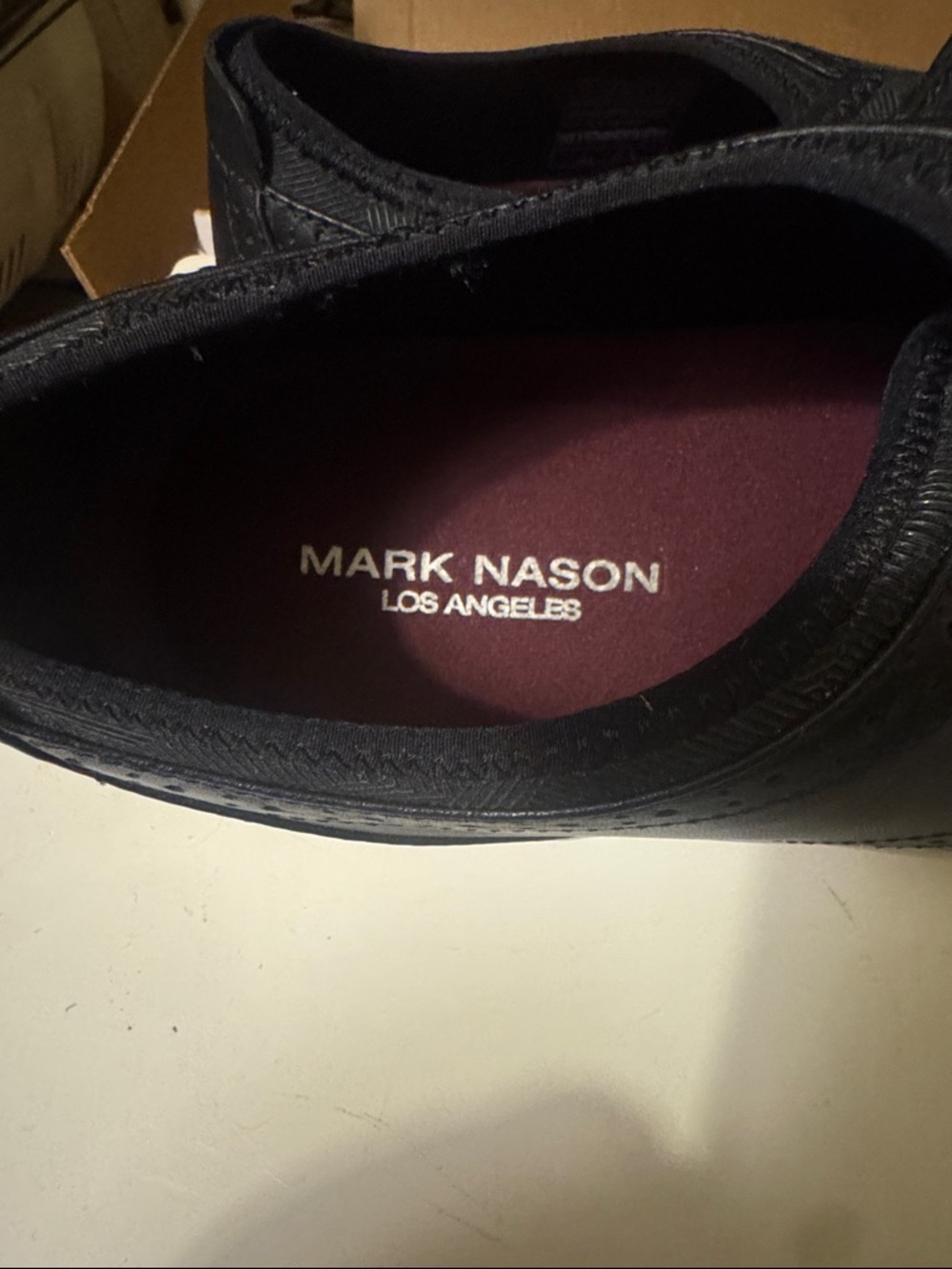 Mark Nason Black Leather Wingtip Derby Sneakers with White Sole - Picture 3 of 6
